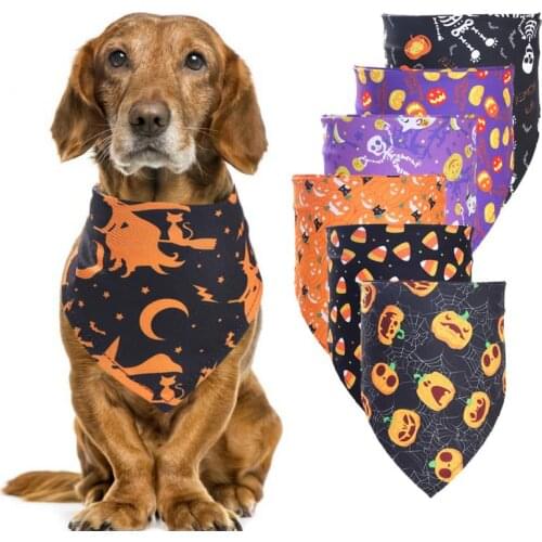 New Halloween Pet Saliva Scarf Dog Triangle Scarf Cat Decoration Scarf Outdoor Cat Collar Print Scarf Design Dog Neckerchief