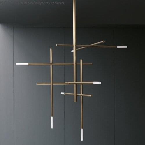 Postmodern Copper color LED chandelier Nordic suspended lamps living room hanging lights restaurant luxury lighting fixtures