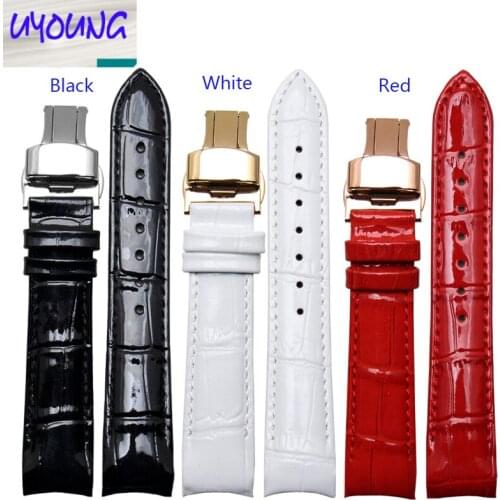 UYOGN enuine Leather Watch Band 1853 T035 T035210 T035207 Womens 18mm Black Red White