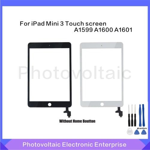 Touch For iPad Mini 3 Touch Screen For iPad Mini3 Digitizer A1599 A1600 Glass Panel Sensor Screen + IC Connector no Home Button