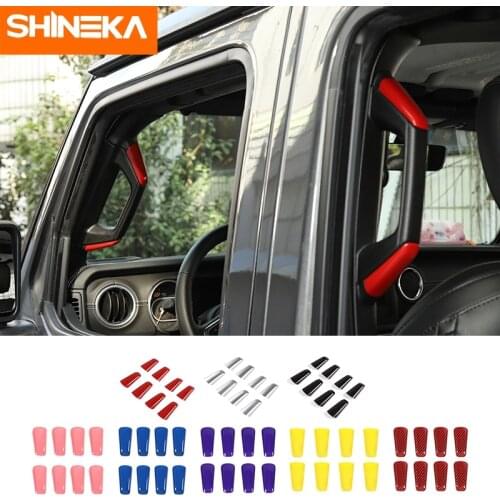 SHINEKA Interior Accessories For Jeep Gladiator JT 2018+ Car A/B-Pillar Handle Decor Cover Stickers For Jeep Wrangler JL 2018