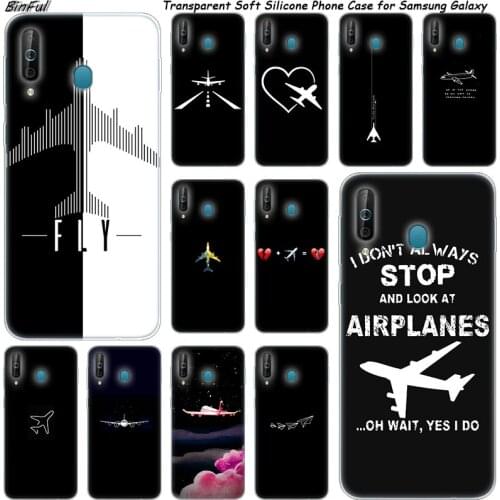 Aircraft Airplane fly patterned Silicone Case For Samsung Galaxy A80 A70 A60 A50 A40 A40S A30 A20E A2CORE M40 Note 10 Plus 9 8 5
