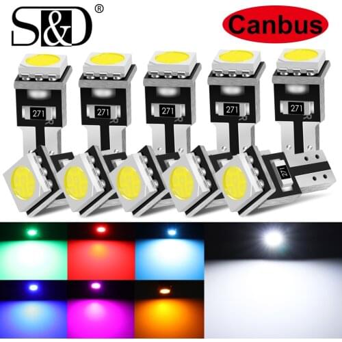 10pcs Canbus No Error T5 Led Bulb W3W W1.2W 17 37 73 74 Lamps 5050SMD Car Interior Lights Dashboard Light Instrument Auto Lamp