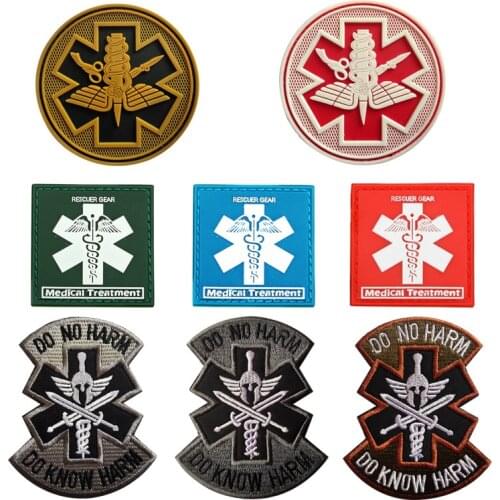 T-N 3D PVC Medical Rescue Tactical Army Patch Hook&Loop Velcro Embroidery Clothes Bag Stickers Armband Soldier Military Badges