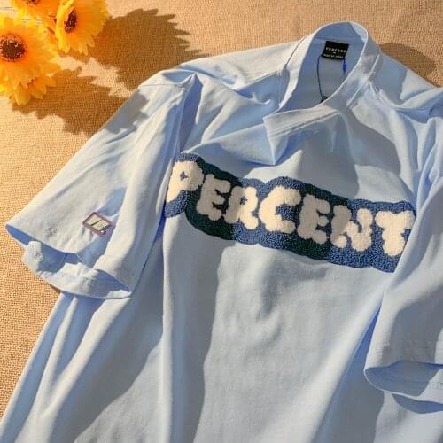 Cotton embroidered letter short-sleeved T-shirt womens loose large size 2021 new summer wild short-sleeved T-shirt womens