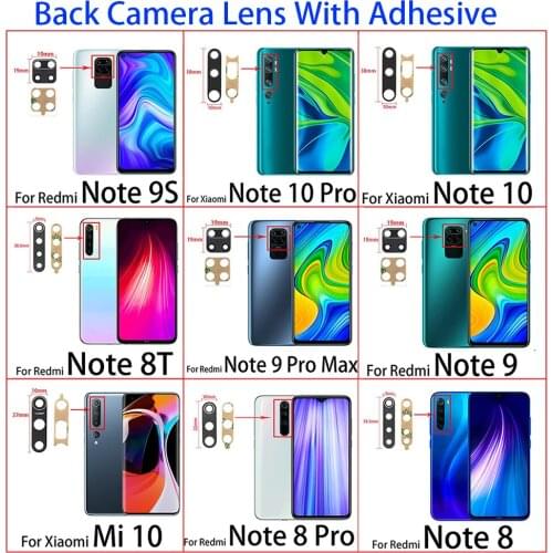 100Pcs Glass Rear Back Camera Lens with Tape For Xiaomi Redmi 9A 9C 9 8 8A 7 7A Note 8 9 9S Pro Max / Mi Note 10 Pro / Mi 10