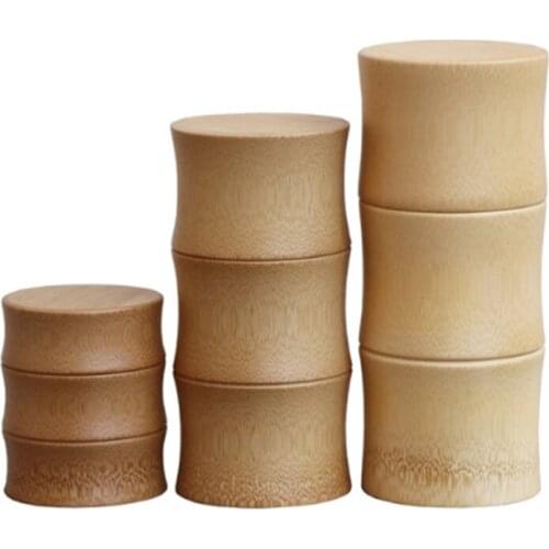 2 Size Bamboo Storage Bottles Kitchen Tea Container Jar Cans Case Organizer Spice Round Caps Seal Box Canister For Bulk Products