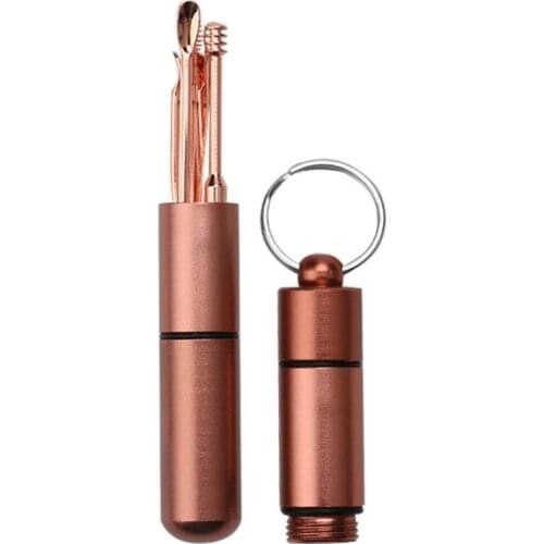 2021 New 6Pcs Stainless Steel Earpick Set Ear Wax Curette Remover Spoon with Keychain Box