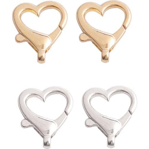 26*21.5mm Silver KC Gold Heart Shape Lobster Clasp Hooks Necklaces Bracelet Chain Connectors For DIY Jewelry Finds Accessories