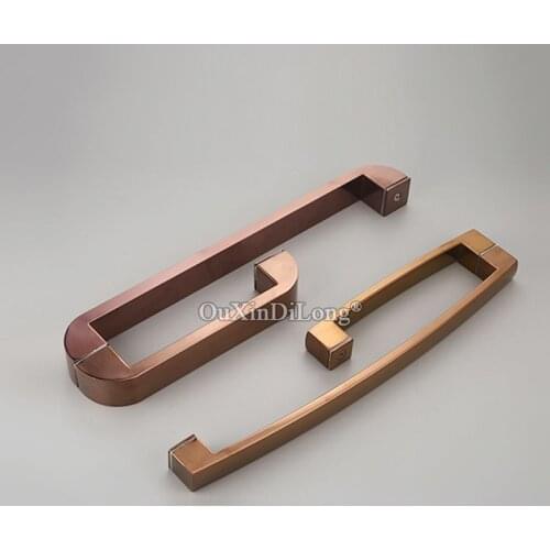 Brand New 2PCS Stainless Steel Frameless Shower Glass Sliding Door Handles L Shape Glass Door Pull / Push Handles Rose Gold
