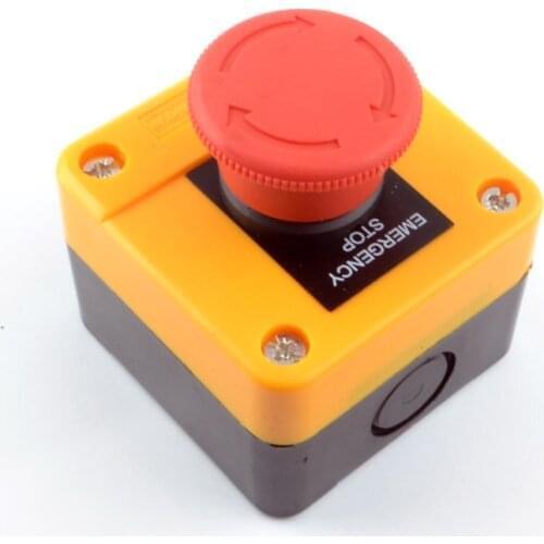 Emergency Stop With Waterproof Protective Box 1NO 1NC 10A 660V Mushroom Red Head 22mm Rotary Push Button Switch