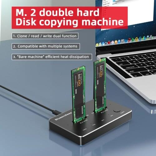 Blueendless Offline Clone SSD Docking Station USB 3.1 Dual Bay Heat Dissipation for SSD M.2 NVME SATA Solid State Drive Reader
