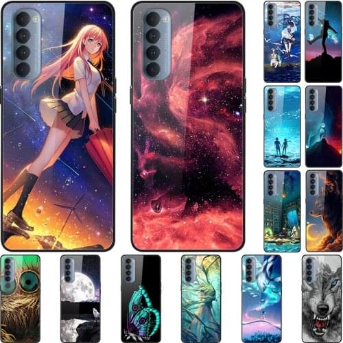 Case For OPPO Reno 4 Pro Back Phone Cover Black Silicone Bumper With Tempered Glass Series 3