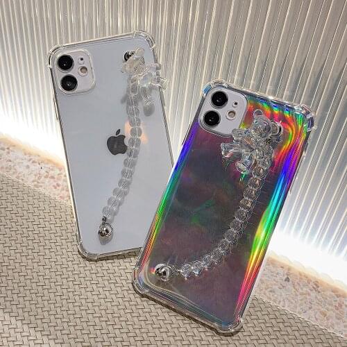 Wrist Chain Case For iPhone 12 Pro Max X XS XR 7 8 Plus 11 Pro Max SE 2020 12 Mini Bracelet Chain Hanging Laser Back Cover Case