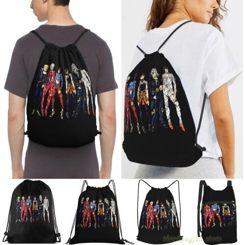Men Outdoor Travel Drawstring Backpack Bags Jojos Bizarre Adventure Vento Aureo Women Sports Travel Bag Fitness Swimming Bag