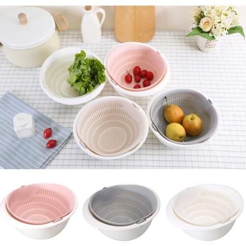 Double Layer Swivel Drainer 2 in 1 Bowl Strainer Combo Durable Washable Convenient Detachable for Cleaning Veggies Dropship