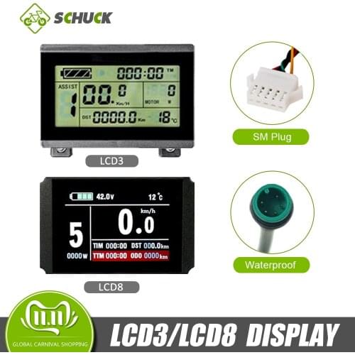 Electric Bicycle Intelligent KT-LCD3/KT-LCD8 Display 24/36/48/72V E-bike With USB Plug Control Panel SM/Waterproof Accessories