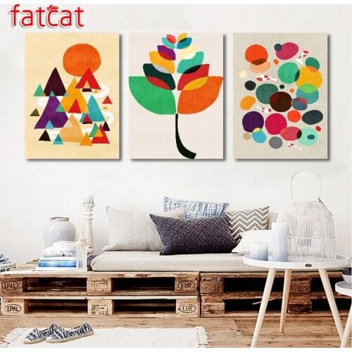FATCAT Abstract color art landscape 5D Diy Diamond Painting Triptych full mosaic diamond Embroidery Sale Wall Decoration AE1458