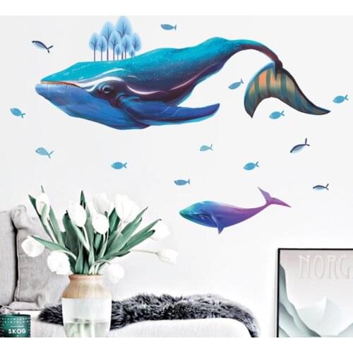Humpback Whales Wall Stickers for Bedroom Kids rooms Wall Decor Vinyl PVC Wall Decals for Bathroom Home Decoration DIY Sticker
