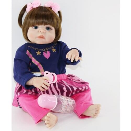 57cm Full Silicone Body Reborn Baby Doll Toy For Girl Vinyl Newborn Princess Babies Bebe Bathe Accompanying Toy Birthday Gift re