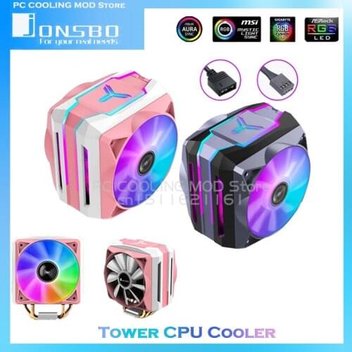 Tower CPU Cooler Cooling Fan Radiator For Intel LGA 775/1150/1151/1155 AMD AM4/AM3+, 5V ARGB+4Pin PWM Silver/Pink