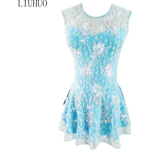 LIUHUO Figure Skating Dress Womens Girls' Ice performance Rhythmic gymnastics competition Dance Leotard Artistic Costume Blue