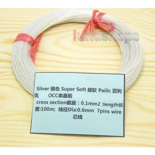 LN004440 Silver 100m 30AWG Pailic Silver Plated + OCC Signal Wire Cable 7/0.1mm2 Dia:0.65mm For DIY Hifi