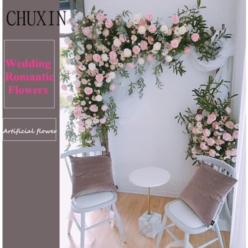 2-piece set wedding artificial flower rose poppy flower row home festival celebration arch decoration stage background display