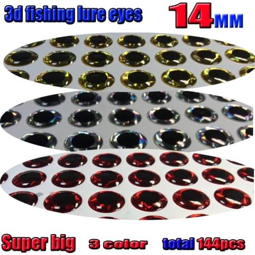Super big eyes ! 2016 HOT 3d fish eyes 14MM silver 48pcs+ red 48pcs+gold 48pcs in total 144pcs/lot