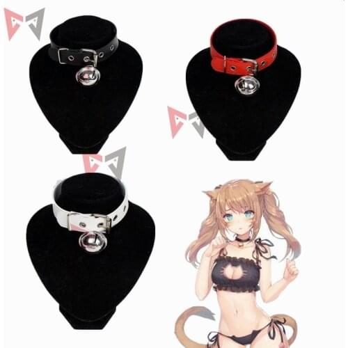 MMGG Cosplay Gothic Maid Harajuku Handmade white black red leather chain Bell Cat Meow Retro Punk Collar Choker Necklace