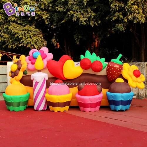 Attractive 6x2.2x2.5 meters inflatable cake backdrop wall for decoration / inflatable dessert backdrop wall toys