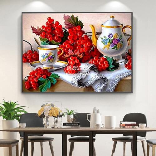 Fruit Grape Printed Water-Soluble Canvas 11CT Cross Stitch Embroidery Kit DMC Threads Sewing Knitting Needlework Package