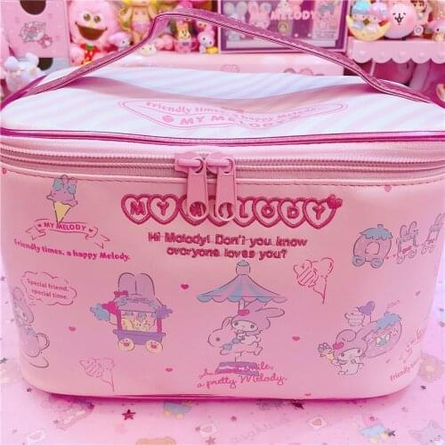 Pink Cosmetic Bags Cartoon Girls Travel Wash Bags Lady Organizer Hang Makeup Bag Storage Beauty Bags