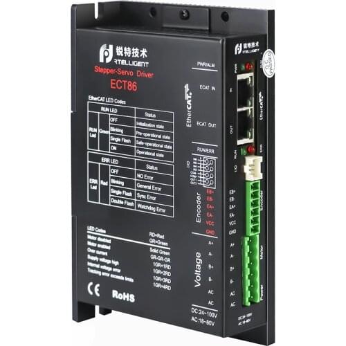 Rtelligent Nema 34 EtherCAT ECT86 24~100VDC / 24~80VAC Fieldbus Type Closed loop Stepper Motor Driver