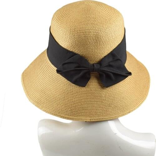 Sun Hat Women Summer Sunshade Straw Cap Female Travel Outdoor Sunscreen Folding Bowknot Casual Sun Protection Anti-UV Hats H7359