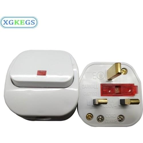 UK Plug Power 13A 3 Pin AC Electrical Rewrie Male Plug Socket With Led Switch Detachable Extension Cord Plug Adapter With Fused