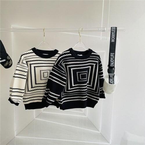 Geometric Pattern Warm Winter Clothes for Boys 2021 Fashion Sweater for Children Tops for Girls Teenager Clothes Kids Clothing