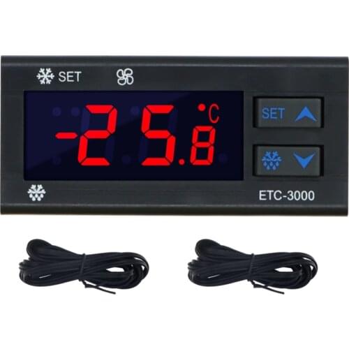 ETC-3000 Temperature Controller Intelligent Digital Display Thermostat Refrigeration Defrosting Fan Delay Alarm Function