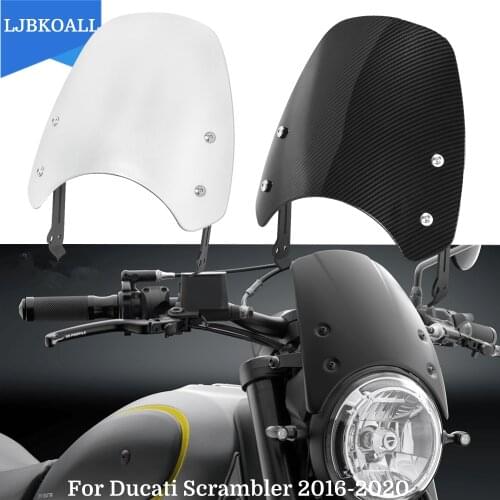 Motorcycle Sport Windshield WindScreen Wind Deflector Fly Screen For Ducati Scrambler 2016-2020 2017 2018 2019 Accessories