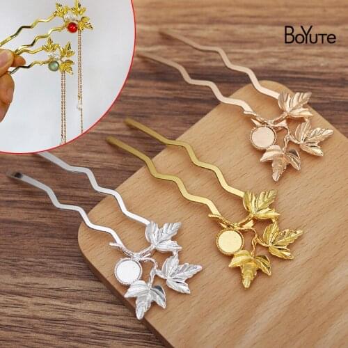 BoYuTe (5 Pieces/Lot) 33*40MM Alloy Maple Leaf Welding 70*12MM Hair Fork Diy Handmade Jewelry Accessories Materials