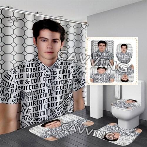 CAVVING 3D Print Dylan O'Brien Shower Curtains Waterproof Bathroom Curtain Anti-slip Bath Mat Set Toilet Rugs Carpets P01
