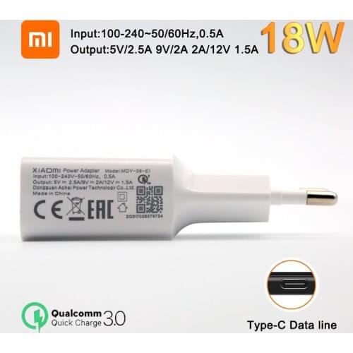 Xiaomi 18W Fast charger QC 3.0 USB Charger Type-C For Xiaomi Redmi note 7 8 Pro 9S Redmi 7 8 8A 6A Mi 8 Lite Mi 9 SE 9t Max 3 A3