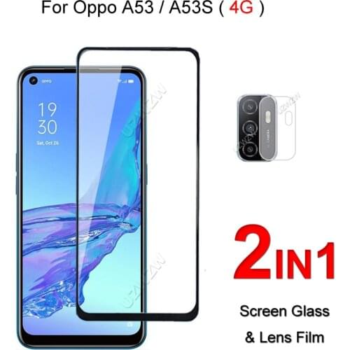 Full Cover Glass For Oppo A53s / A53 Screen Protector Protective Tempered Glass Explosion Proof & Camera Lens Film