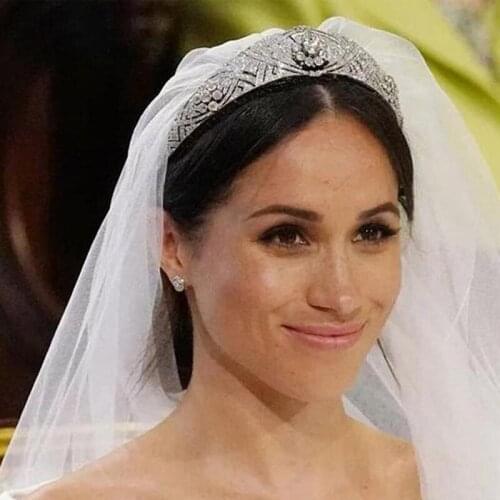 Fashion Sliver Bridal Hair Accessories Meghan Wedding Wear Pageant Hair Queen Tiaras Crown Women Accessories Jewelry