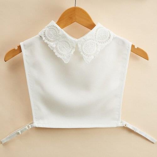 Linbaiway Women Solid Color Shirt Fake Collars Vintage Detachable Collar Lapel Blouse Top Girls Dress False Collar Neckwear Tie