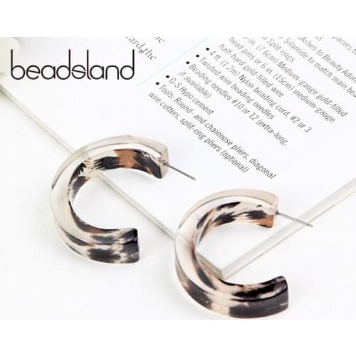 Beadsland Acetic Acrylic Hoop Earrings Fashion Trendy Semicircular Design Women Girls Dancing Party Christmas Gift 39907