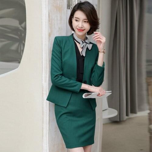 Ladies suit autumn new Slim professional womens trousers suit temperament two-piece flight attendant beauty salon front desk
