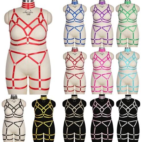 Women Big Size Erotic Lingerie Cage Bra Gothic Garter Belt Suspenders Sword Belt Women Body Harness Bra Chest Bondage Plus Size