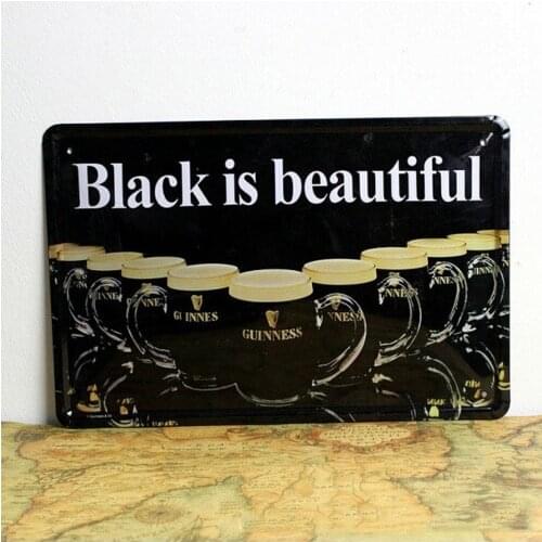 Guinness Black Is Beautiful Beer Embossed Metal Tin Sign Pub Bar Wall Decor 20x30CM