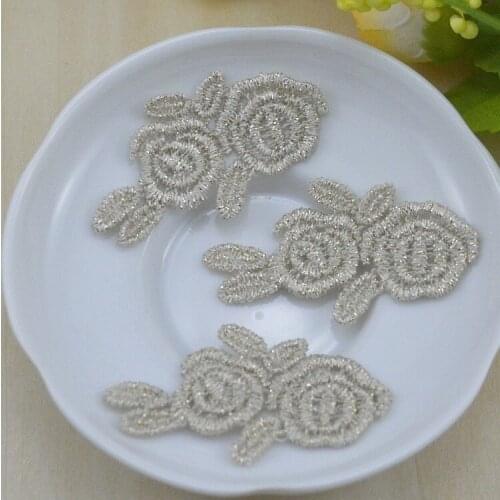 100pcs Embroidered Gold Flower Lace Applique Patches Fashion Clothes Backpack Jeans Stickers Diy Sewing Golden Appliques